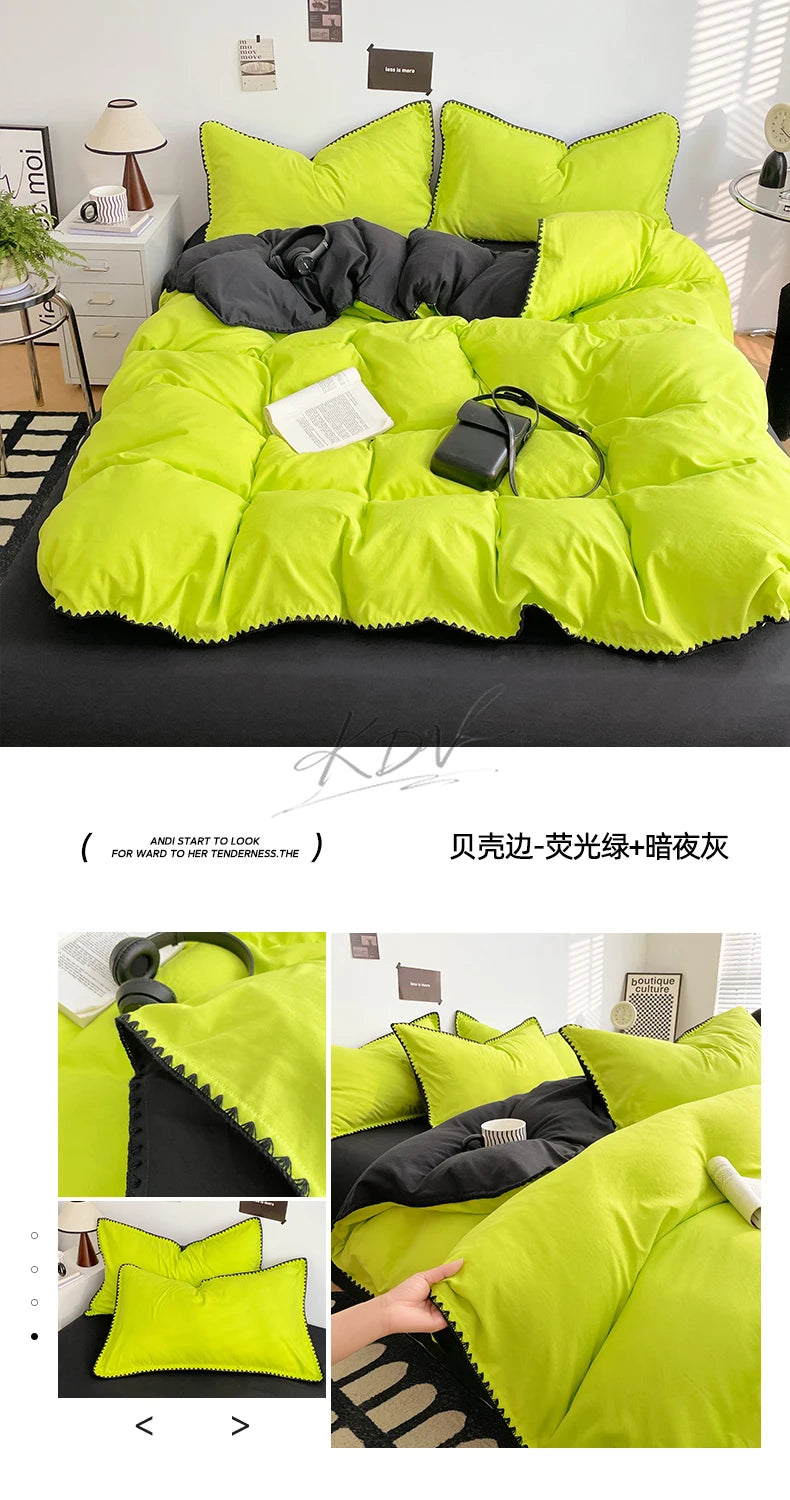 Parure de Lit Vert anis et Noir