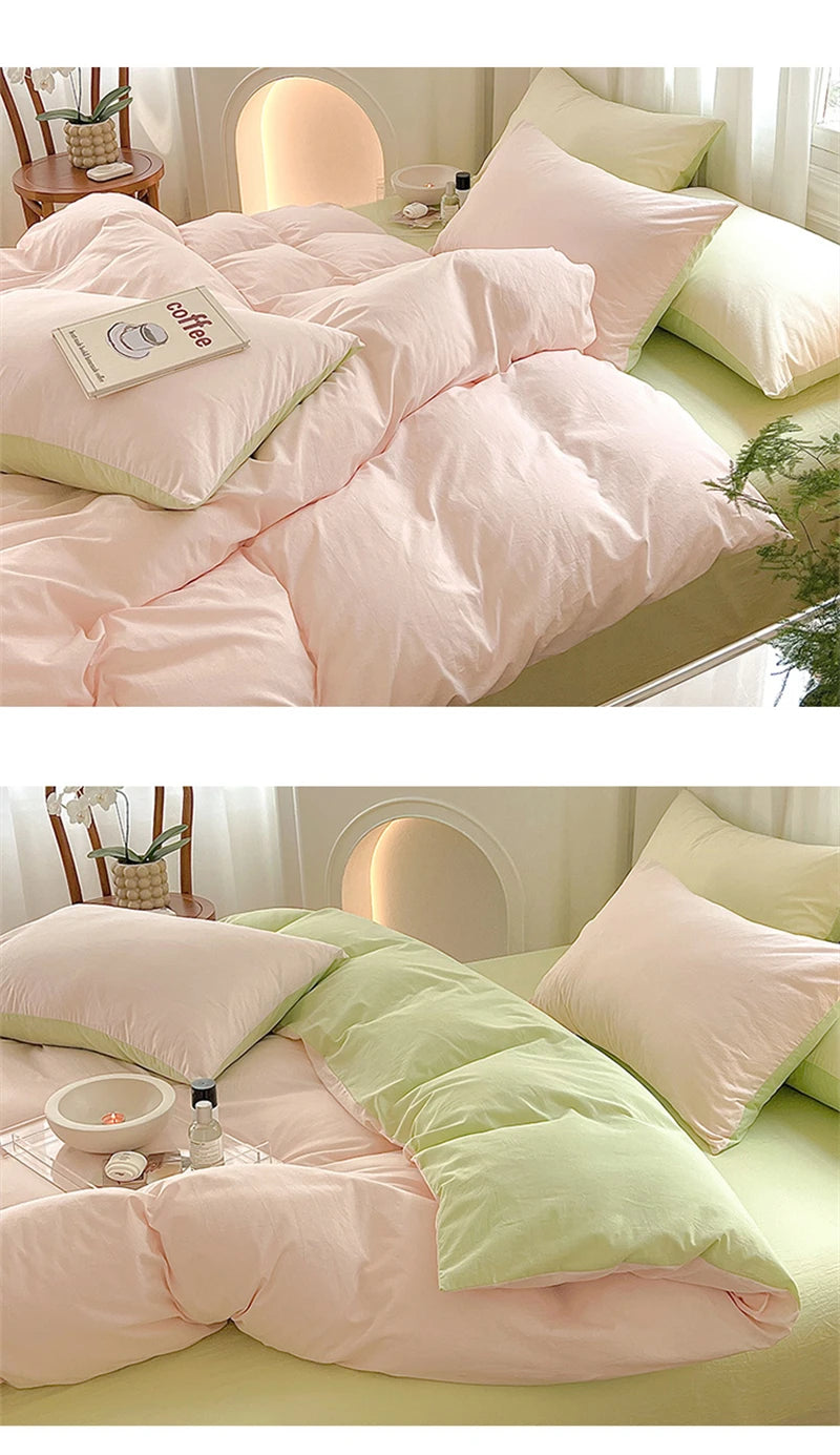 Parure de Lit Rose et Vert