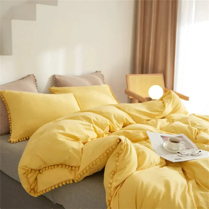 Parure de Lit 2 personnes jaune – housse de couette et taies assorties