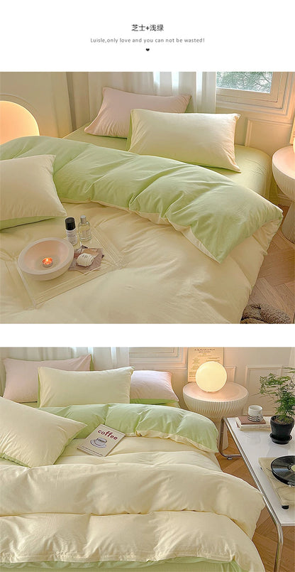 Parure de Lit en Flanelle de Coton beige