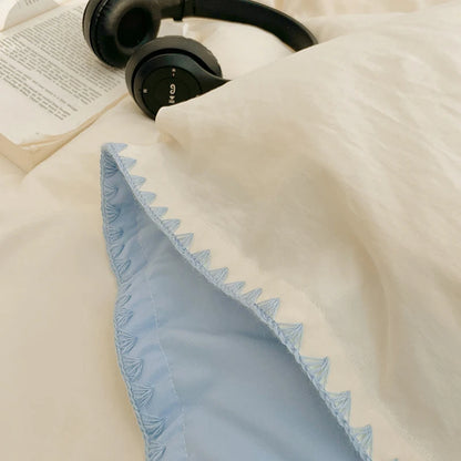 Parure de Lit Beige et Bleu