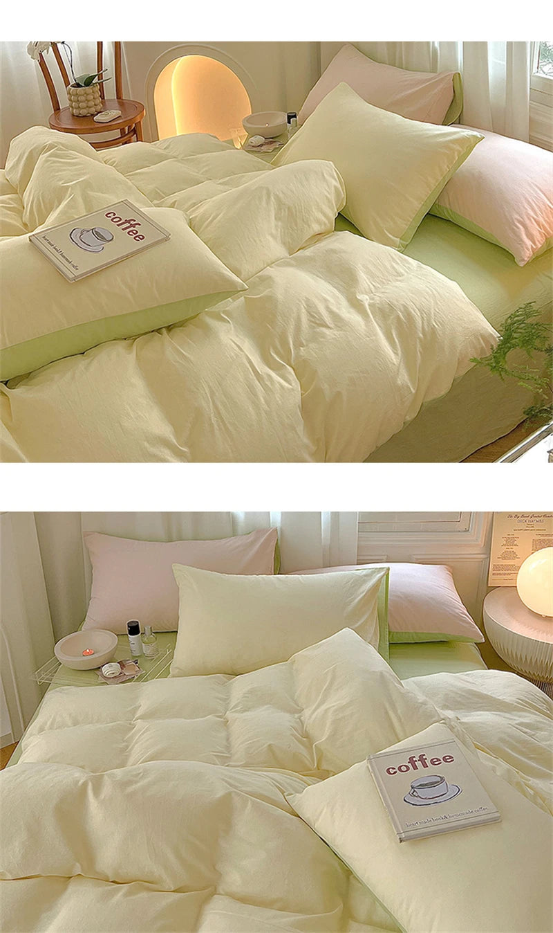 Parure de Lit en Flanelle de Coton beige