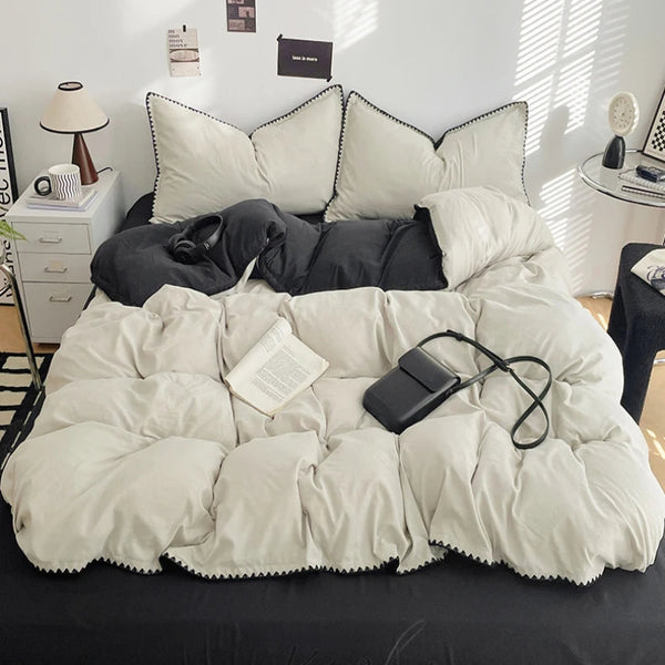 Parure de Lit Blanche et Noire