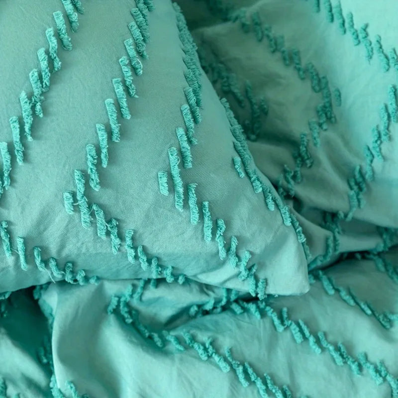 Parure de Lit Brodée Bleu sarcelle
