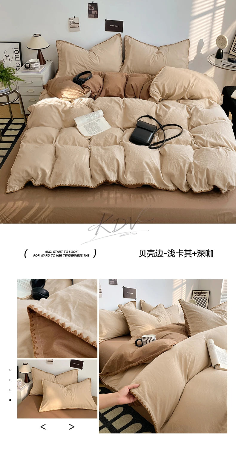 Parure de Lit Beige et Marron