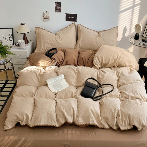 Parure de Lit Beige et Marron