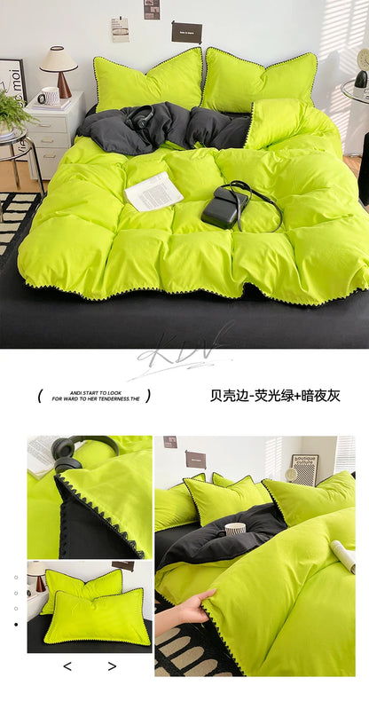 Parure de Lit Vert anis et Noir