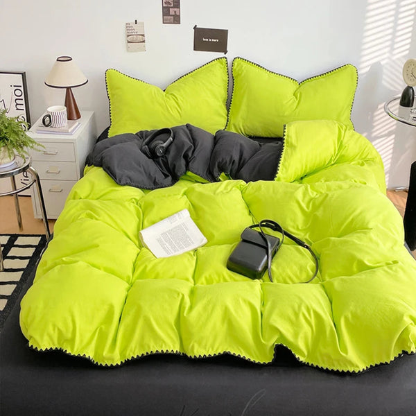 Parure de Lit Vert anis et Noir