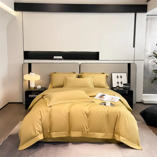 Parure de Lit 240x260 Jaune – housse de couette et taies assorties