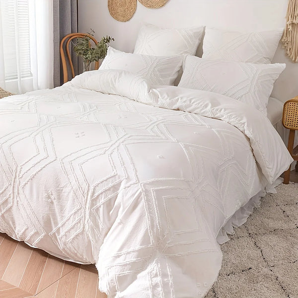 Parure de Lit Blanche design Géométrique — autre vue