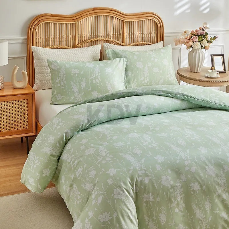 Parure de Lit Fleurie Verte
