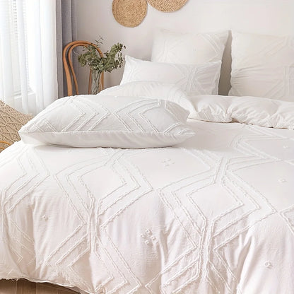 Parure de Lit Blanche design Géométrique