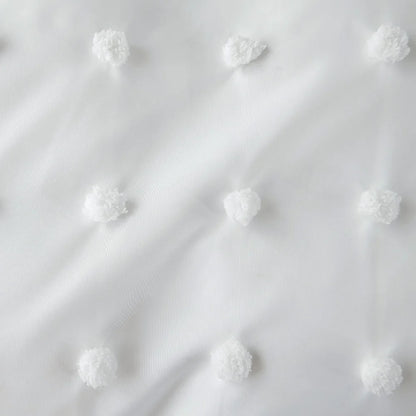 Parure de Lit Blanche à Pompon