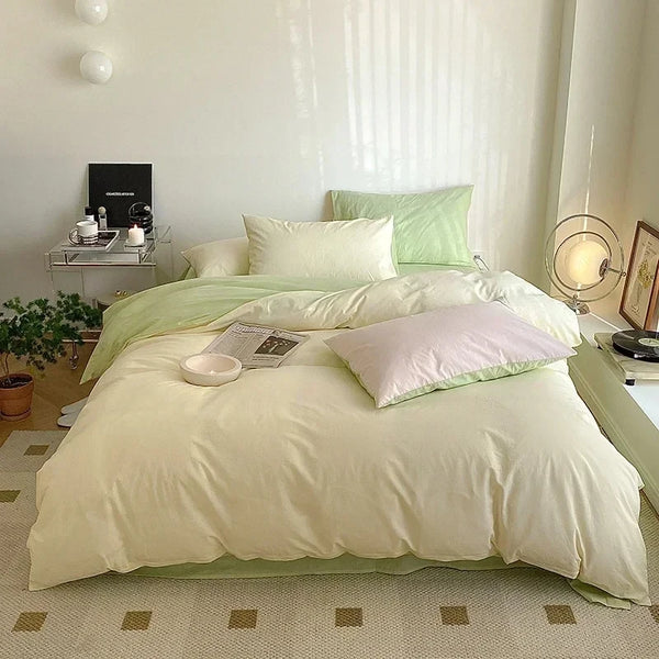 Parure de Lit en Flanelle de Coton beige