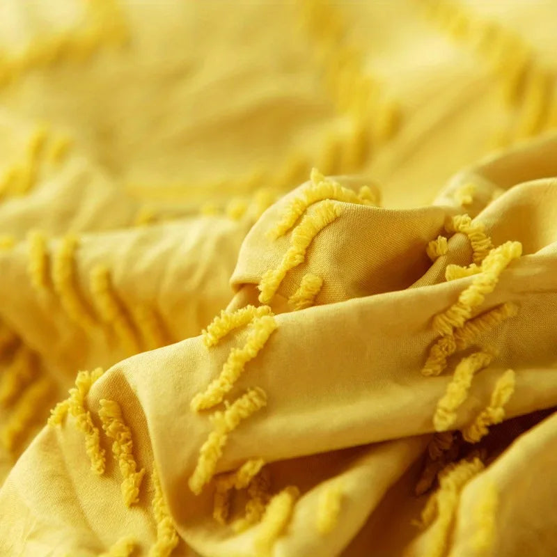 Parure de Lit Brodée Jaune