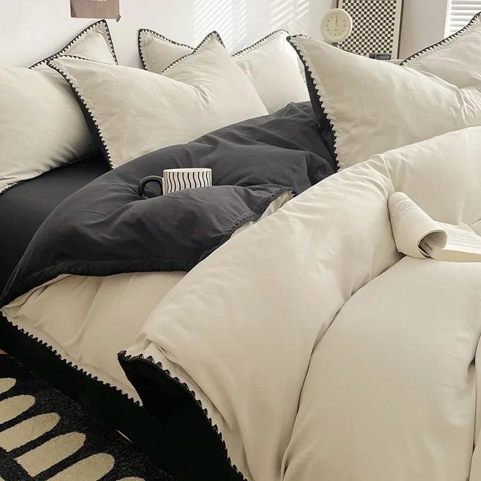 Parure de Lit Blanche et Noire