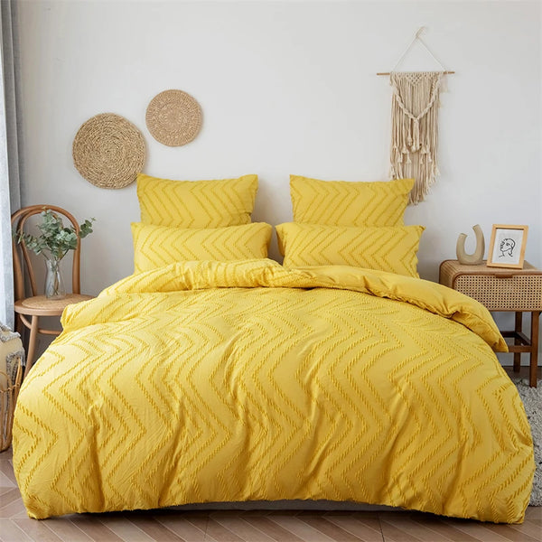 Parure de Lit Brodée Jaune