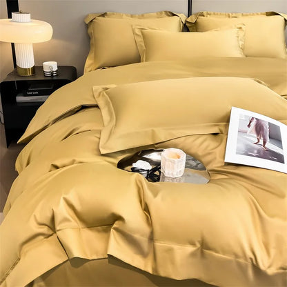 Parure de Lit 240x260 Jaune – vue de détail du tissu