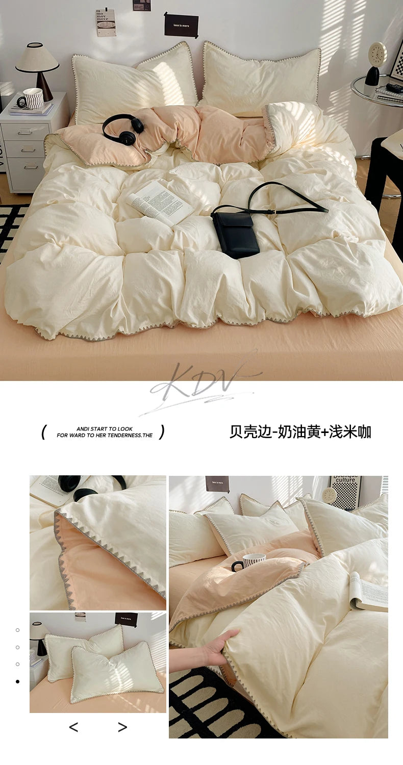 Parure de Lit Blanche et Beige