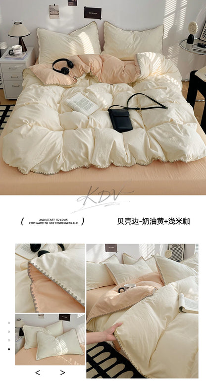 Parure de Lit Blanche et Beige