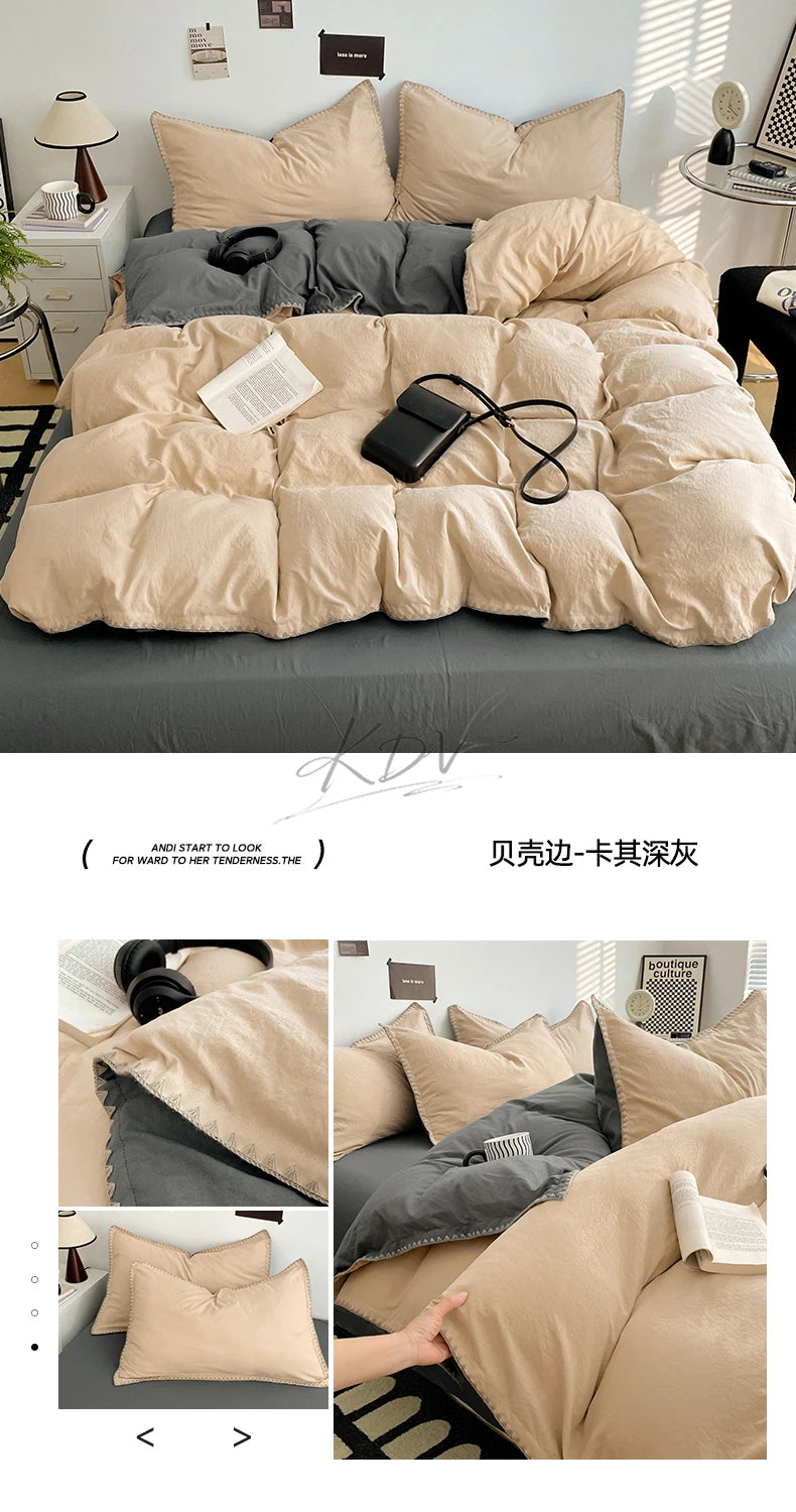 Parure de Lit Beige et Gris