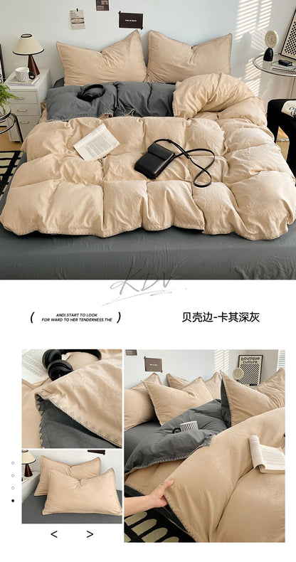 Parure de Lit Beige et Gris