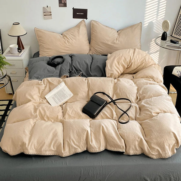 Parure de Lit Beige et Gris