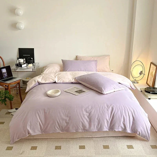 Parure de Lit en Flanelle de Coton violet