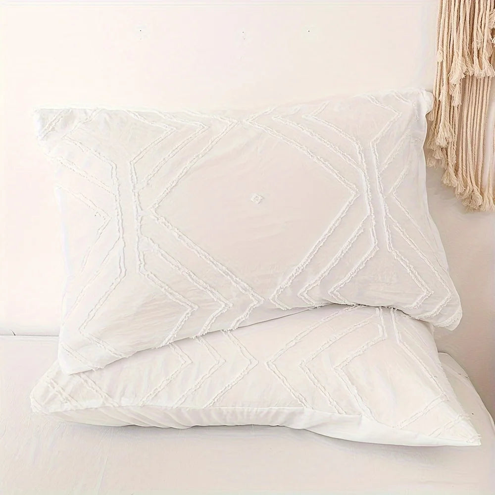 Parure de Lit Blanche design Géométrique