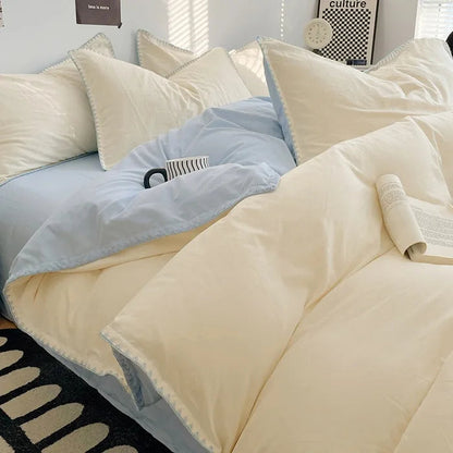 Parure de Lit Beige et Bleu