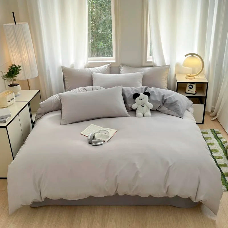 parure de lit coton 220x240 gris clair